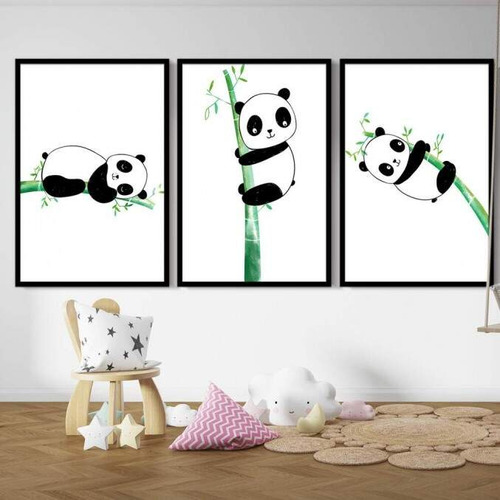 Quadro Decorativo Jogo Mosaico Infantil Desenho Urso Panda